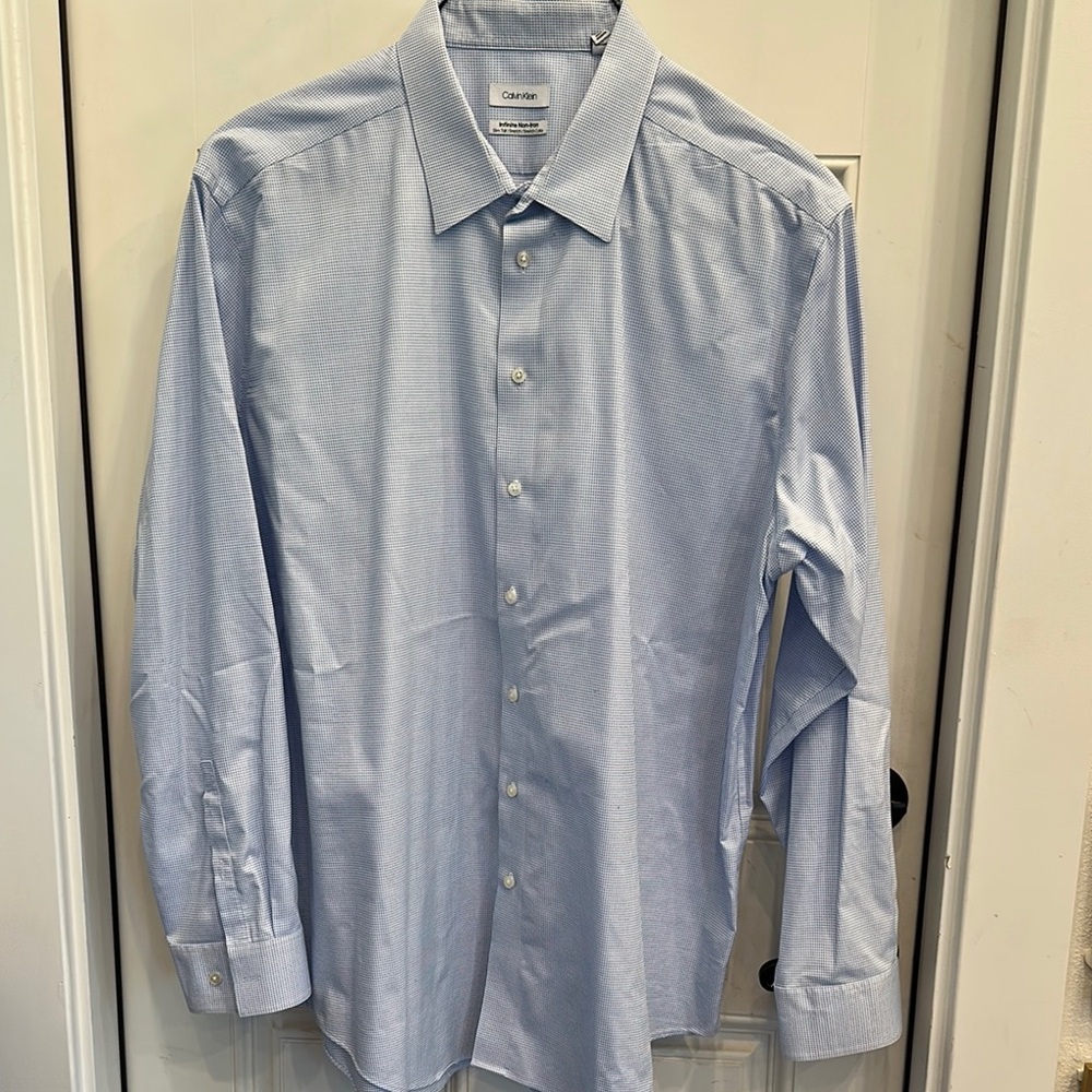 Calvin Klein Blue Dress Shirt Professional Cotton Blend